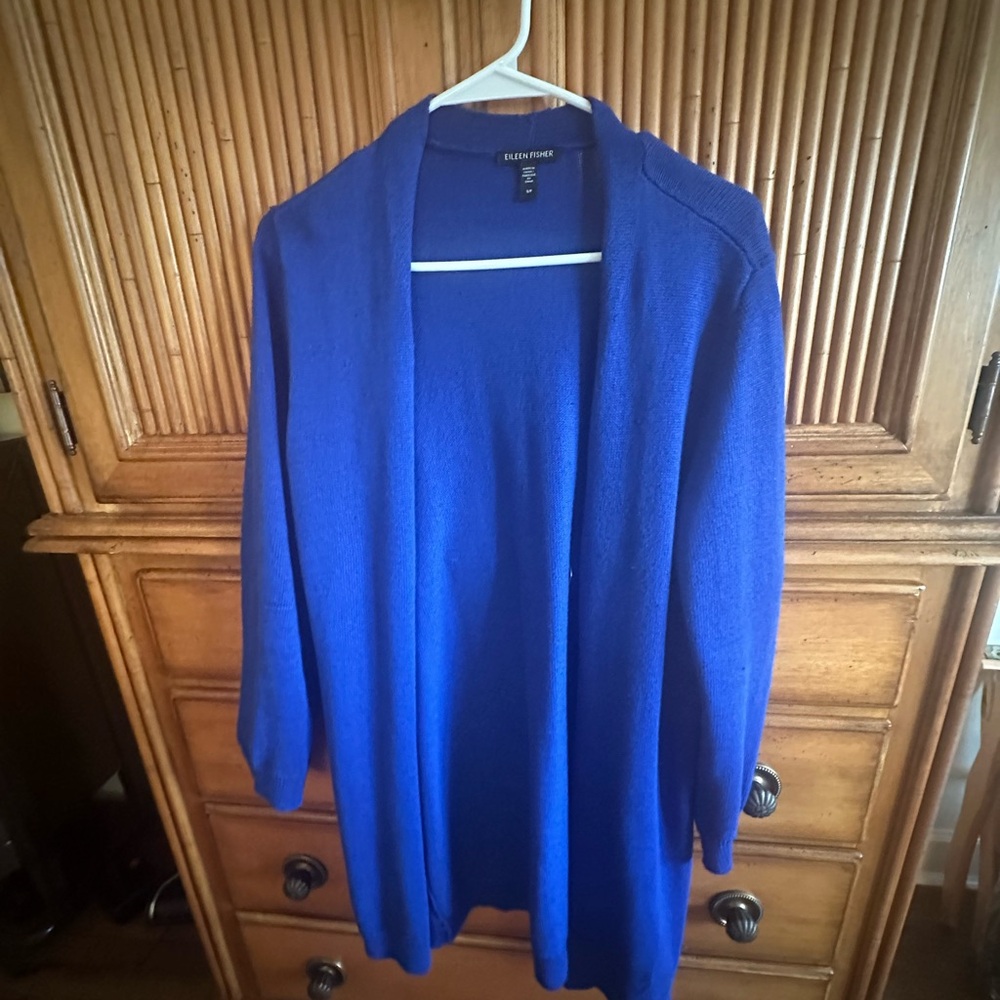 Eileen Fisher Women's Vibrant Blue Long Cardigan Sweater
